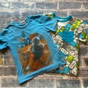 Two Star Wars Force Awakens shirt sleeve shirts BB-8, size XXS and S